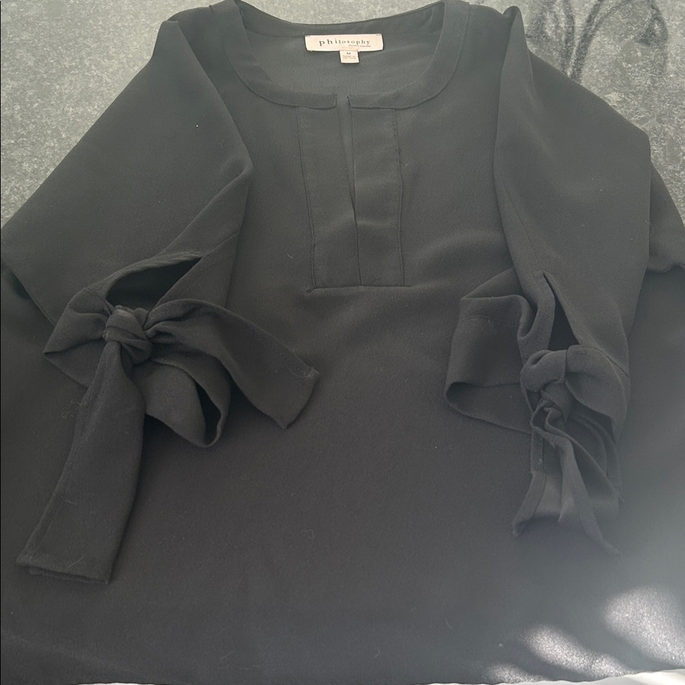 Philosophy Elegant Black Blouse with Bow Sleeves